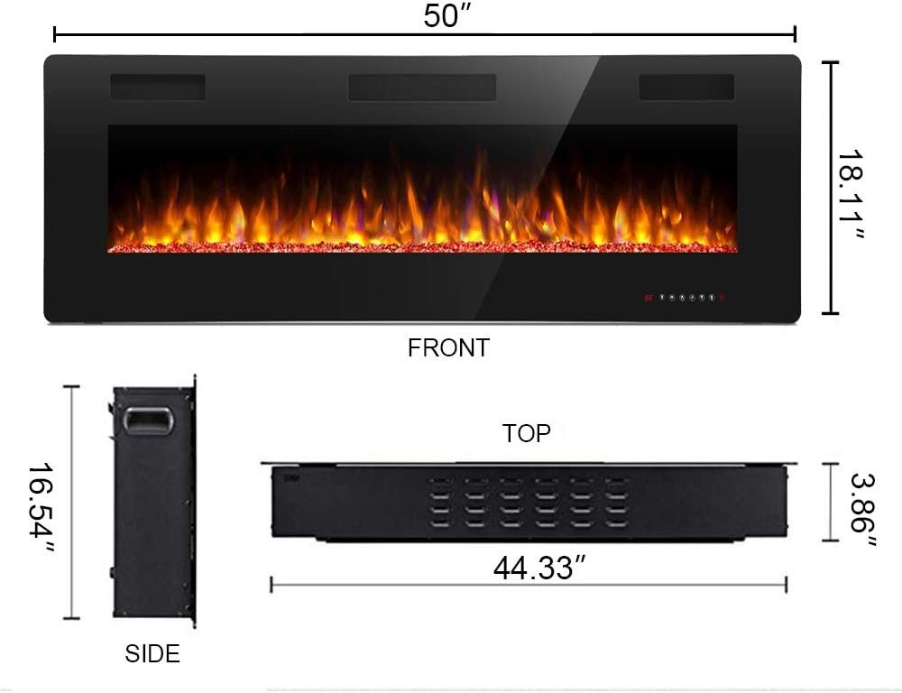 Antarctic Star 42 Inch Electric Fireplace in-Wall Recessed and Wall Mounted, Fireplace Heater and Linear Fireplace with Multicolor Flame, Timer, 750/1500W Control by Touch Panel  Remote…