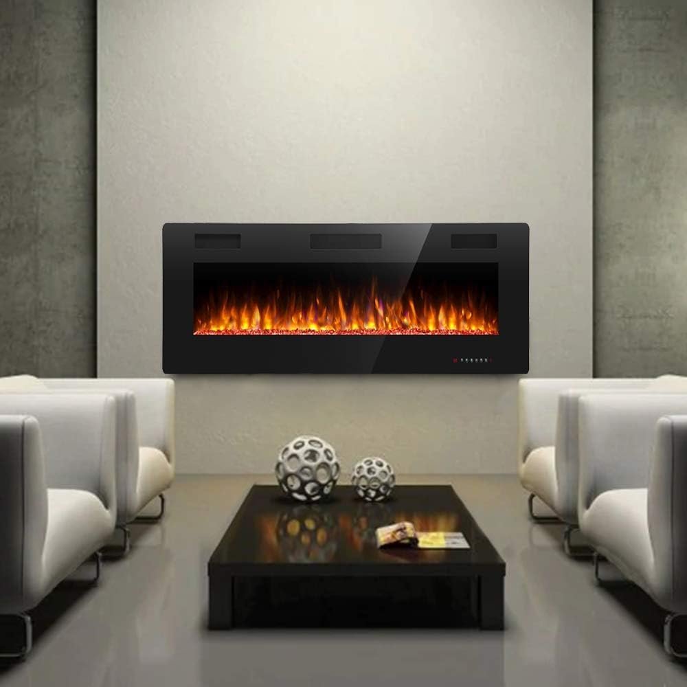 Antarctic Star 42 Inch Electric Fireplace in-Wall Recessed and Wall Mounted, Fireplace Heater and Linear Fireplace with Multicolor Flame, Timer, 750/1500W Control by Touch Panel  Remote…