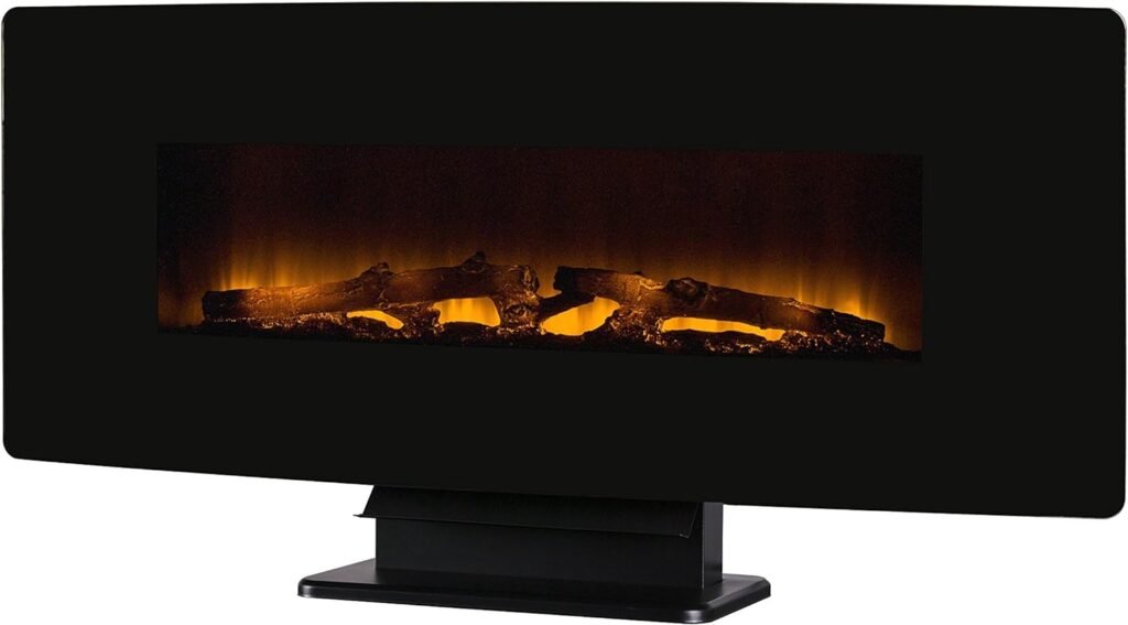 Muskoka 48 Curved Front Wall Mount Black Glass Electric Fireplace
