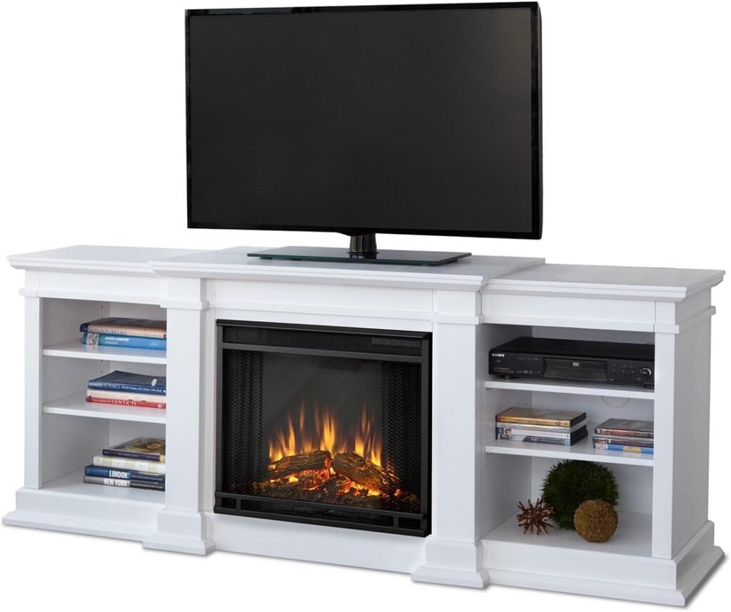 Real Flame G1200E-W Unit G1200E Fresno Entertainment with Electric Fireplace, Large, White