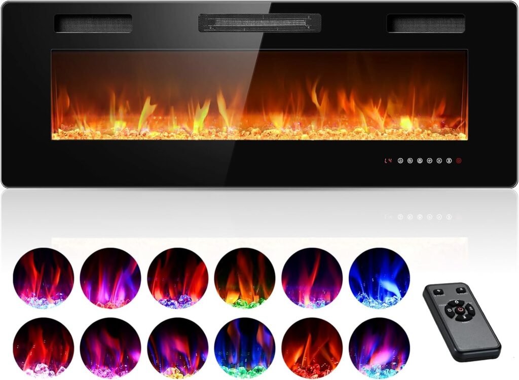 Rintuf Electric Fireplace Heater, 1500W Infrared Fireplace Stove with 3D Flame Effect, 5100BTU Electric Fireplace with Remote Control, Ideal for Indoor Outdoor Home Use