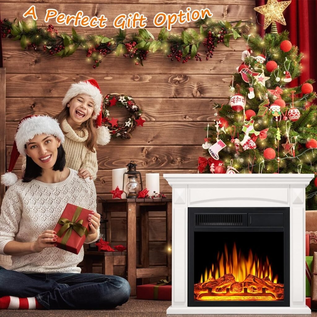 Rintuf Electric Fireplace Heater, 1500W Infrared Fireplace Stove with 3D Flame Effect, 5100BTU Electric Fireplace with Remote Control, Ideal for Indoor Outdoor Home Use