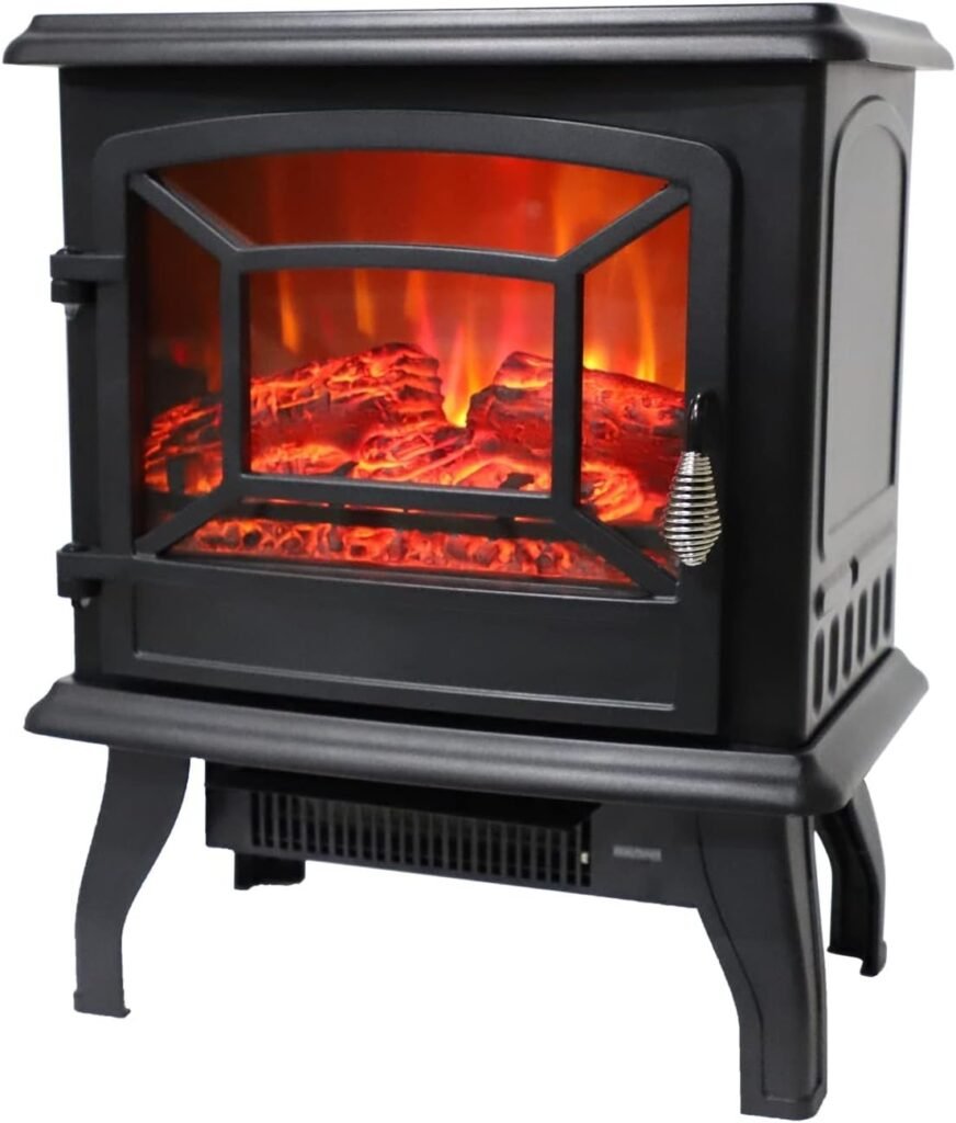 DINGZZ Electric Fireplace Stove Freestanding Room Heater Decoration Warm Air Blower Emulational Flame Fake Wood