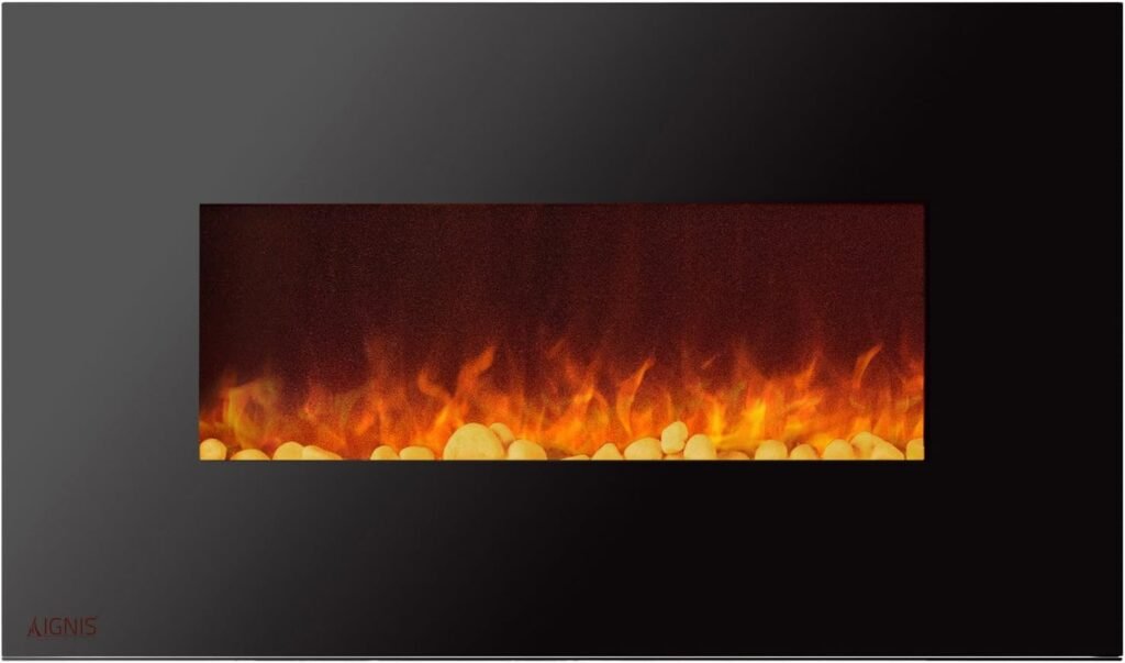 Ignis Royal 36 inch Wall Mount Electric Fireplace with Pebbles c SA us Certified(Could be recessed with no Heat)