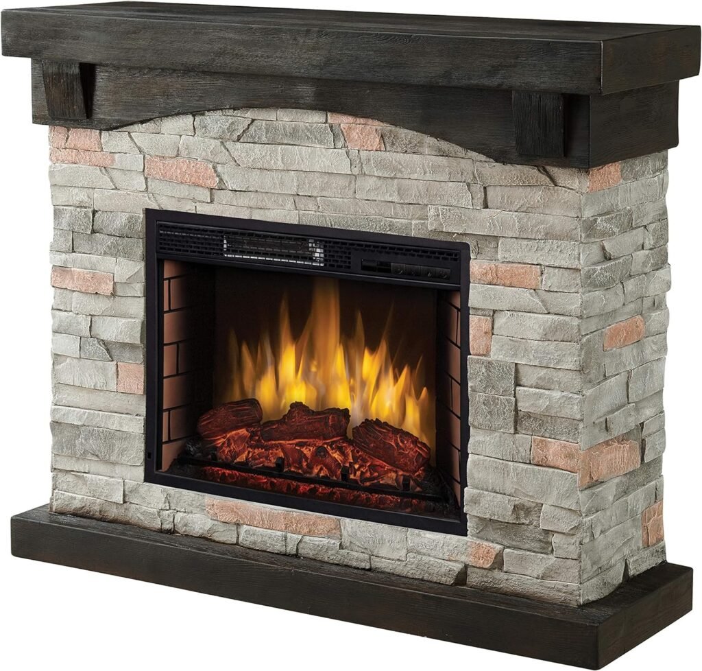 Muskoka 42 Sable Mills Grey Faux Stone Mantel Electric Fireplace