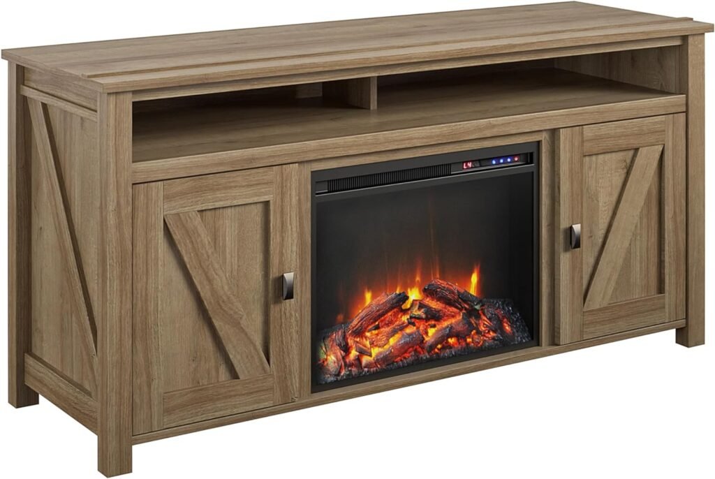 Ameriwood Home Farmington Electric Fireplace TV Console for TVs up to 50, Rustic