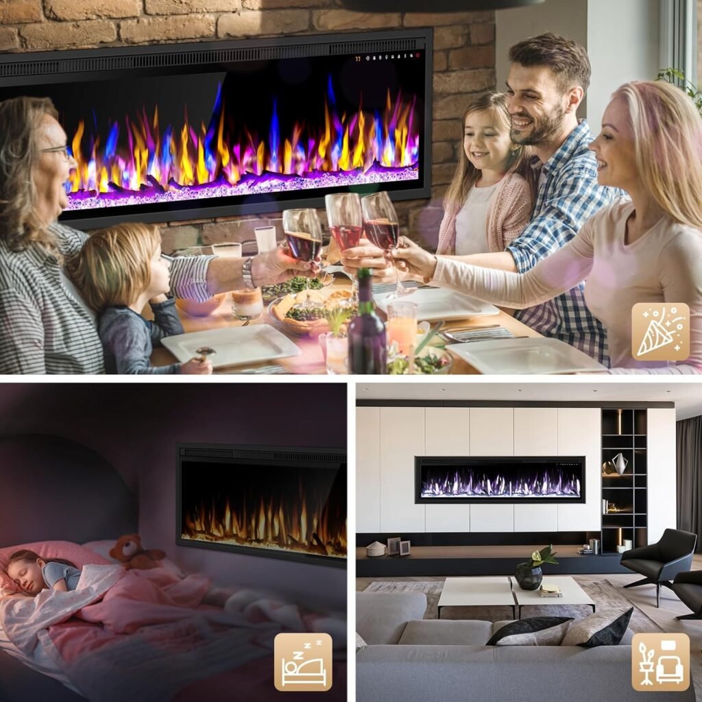 Electric Fireplace Heater for Indoor Use, 1500W/750W Space Heater Fireplace with 3D LED Flame, Double Safety Protection, Portable Fireplace Heater for Home Office Christmas Decoration