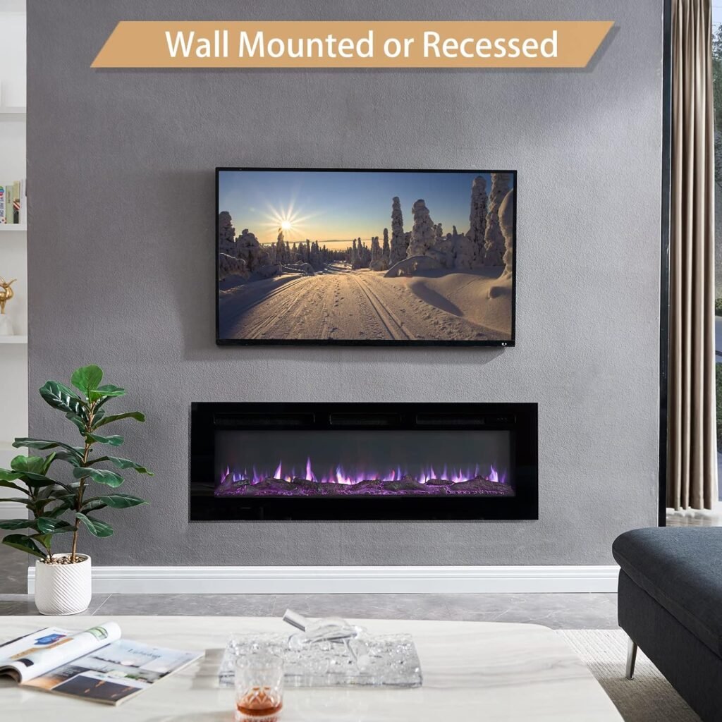 Efiretric® Grace 36 W 3 in 1 Electric Fireplace (EF449), Freestanding, Wall Mounted, Recessed, 9 Colors Flame Effect, TV Media Wall, Heater 750W/1500W, Remote Control