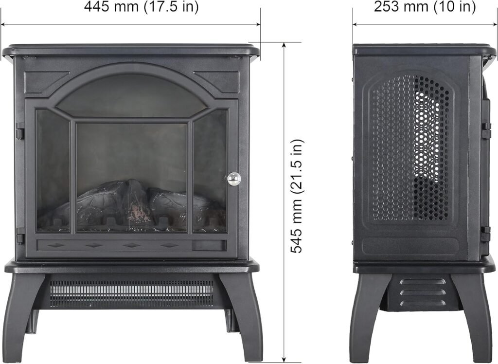 Freestanding Electric Fireplace Heater,Portable Infrared Fireplace Stove with 4 Types of 3D Realistic Flame Effects,Adjustable Temperature Compact Indoor Space Heater,TimerRemote,18-1500W.