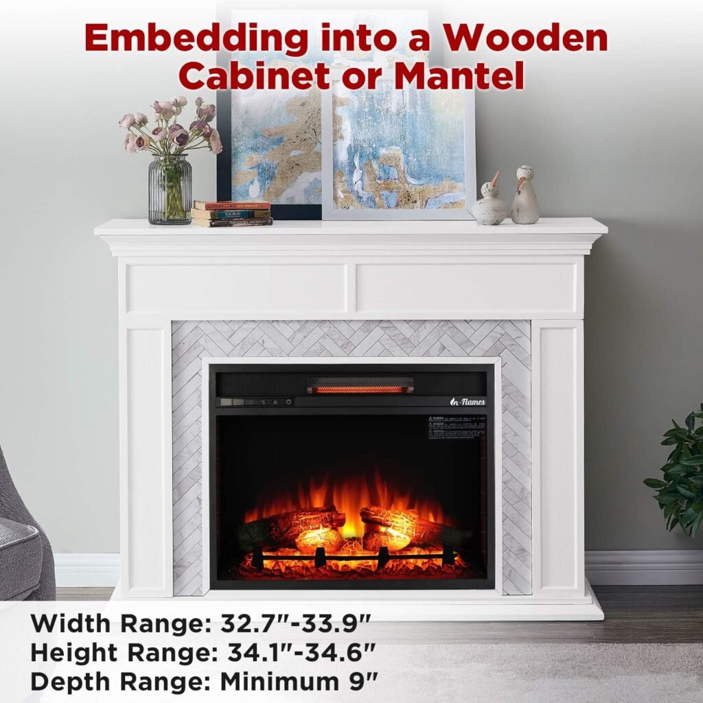 TURBRO Fireside FS23 Realistic Flames Electric Fireplace, Remote Control, 3 Adjustable Brightness Flames