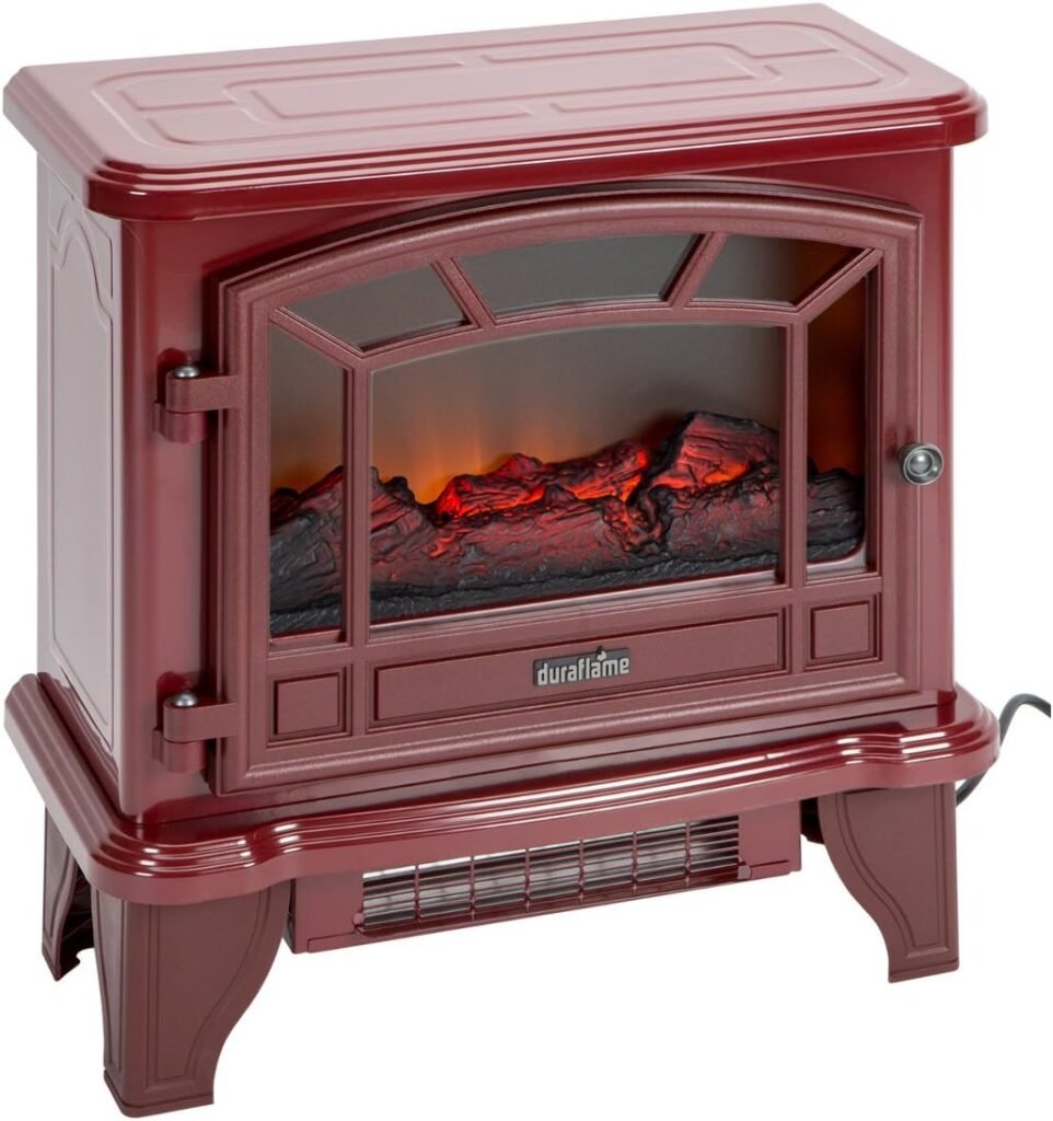 Duraflame Electric Fireplace Stove 1500 Watt Infrared Heater with Flickering Flame Effects - Cream