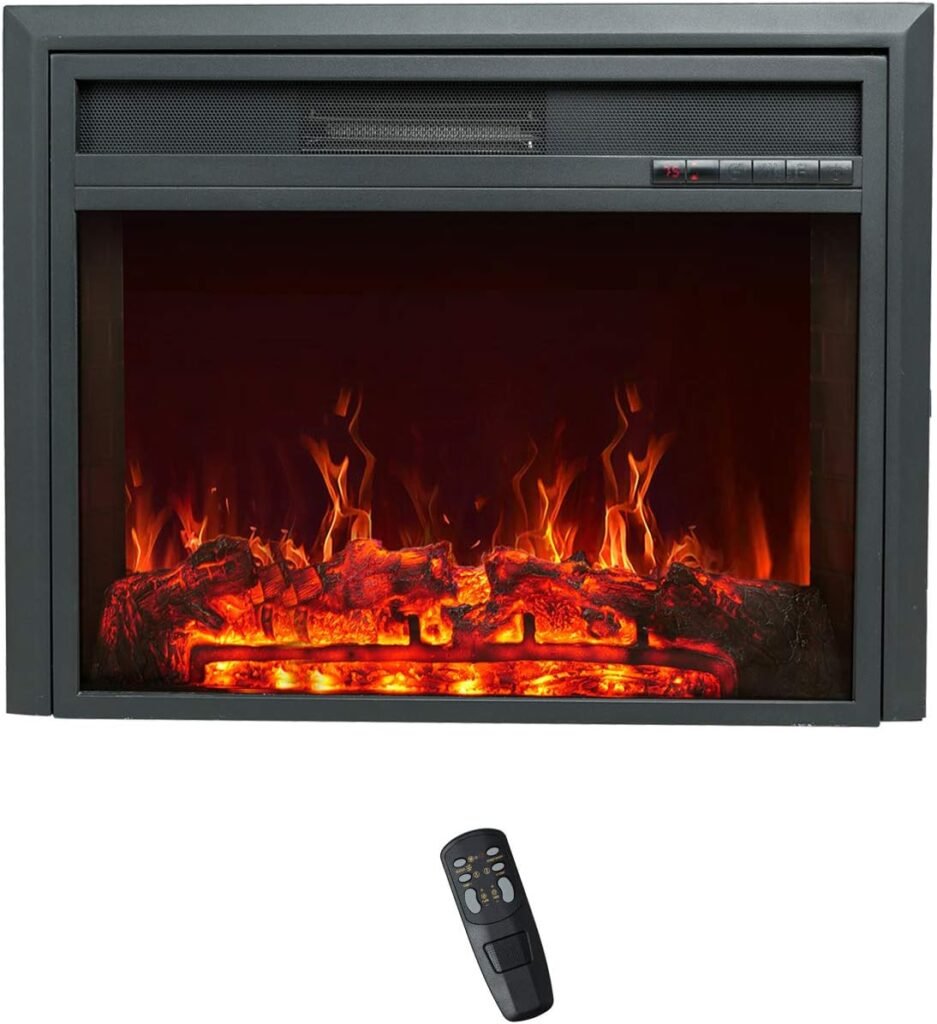 FLAMESHADE Insert Electric Fireplace, 28-Inch Wide, Freestanding Portable Room Heater with Timer, Digital Thermostat and Remote