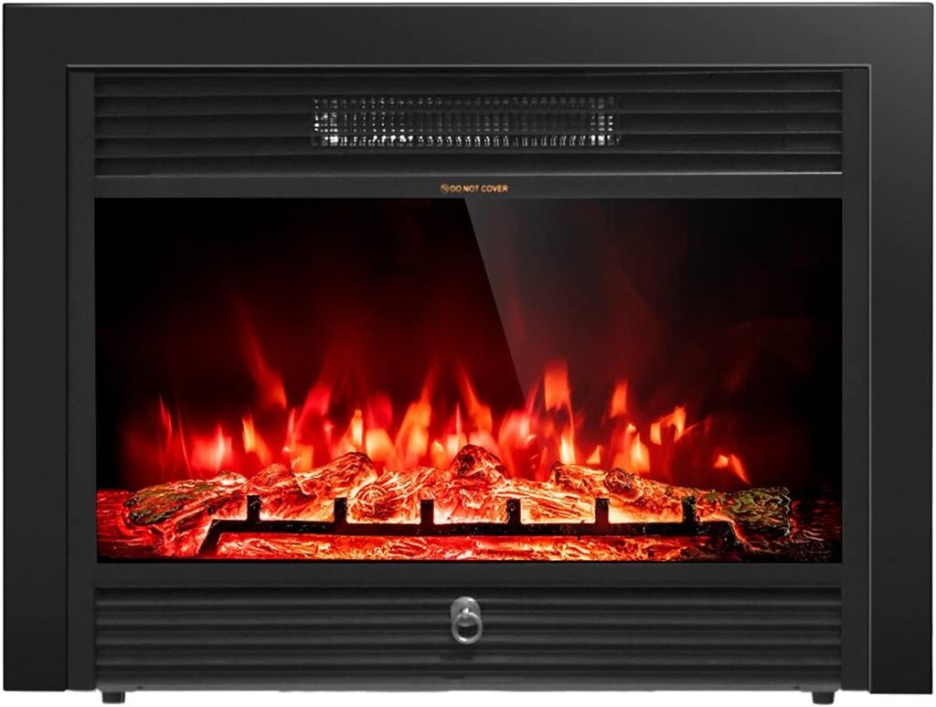 Topment 28.5 Recessed Electric Fireplace, Freestanding Fireplace Insert with Touch Screen Control Panel, Remote Control, Over-Heating Protection, 750-1500W Recessed in-Wall Heater with Timer