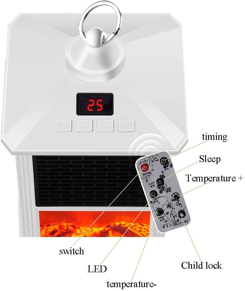 - Electric Fireplace Heater with Remote Control 900W Portable Indoor Fireplace Stove with Realistic 3D Flames 12H Timing Function 1 Second Heat